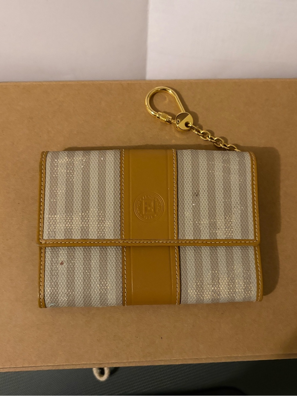 Vintage Fendi Canvas Leather Wallet Keychain